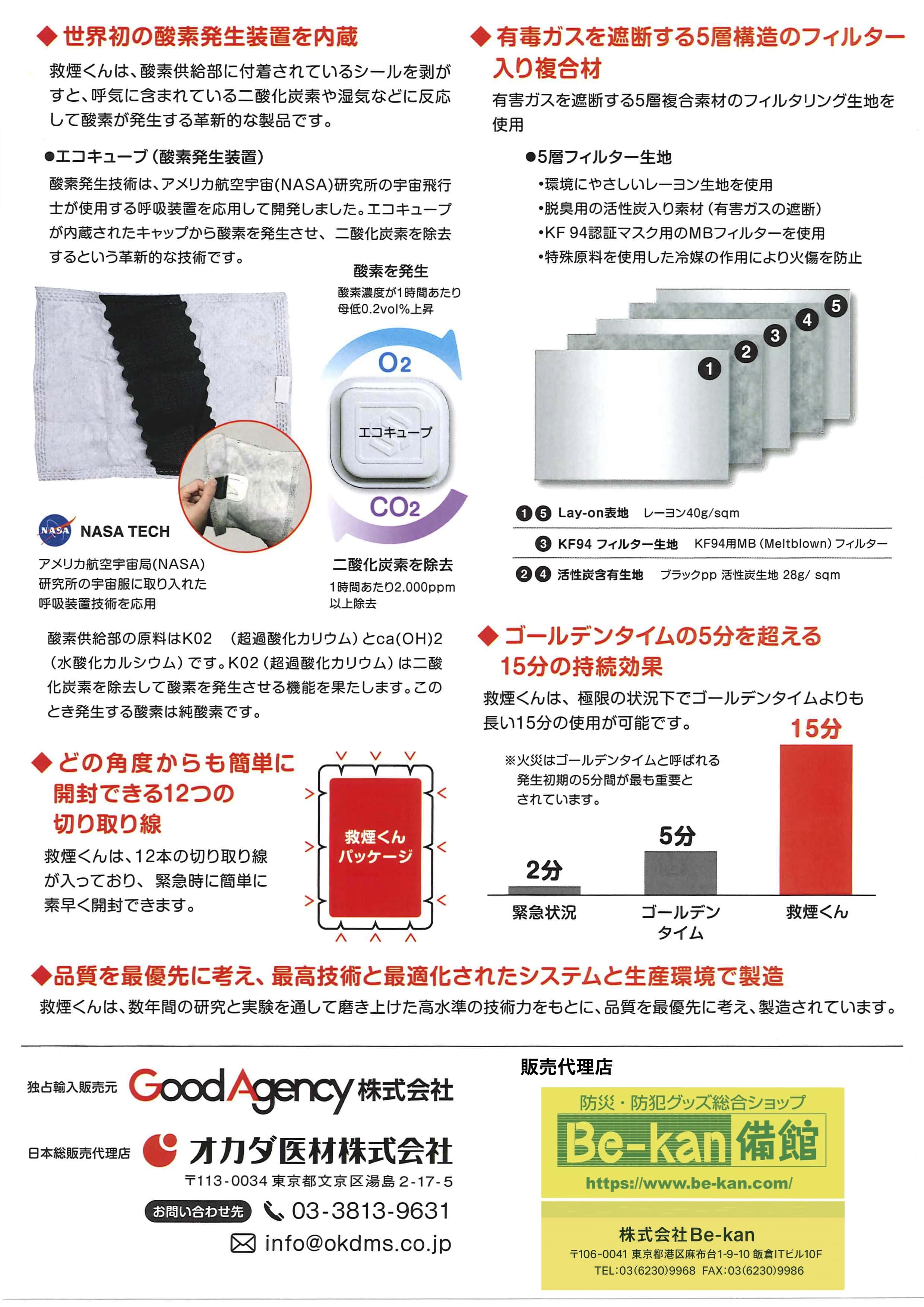 火災避難用救命タオル 救煙（きゅうえん）くん